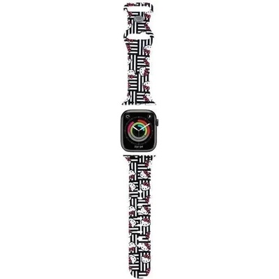 Hello Kitty Каишка Hello Kitty Silicone Heads & Stripes за Apple Watch 38/40/41mm, черна (Hel000051-0)