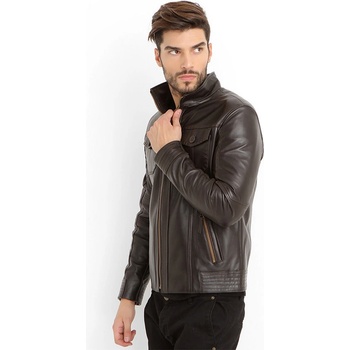 Jacket Club Мъжко яке от естествена кожа e-945 - Тъмнокафяво #319087 (319087_Кафяво)