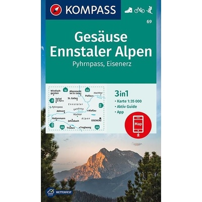 Gesäuse, Ennstaler Alpen, Pyhrn, Eisenerz (Kompass - 69) - turistická mapa