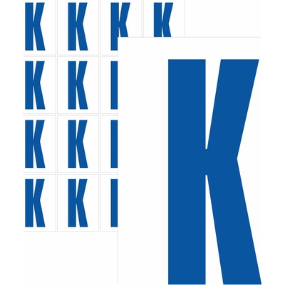 Písmena samolepící modrá K samolepící vinylová fólie 50 mm písmo - aršík 8 ks – Zboží Dáma