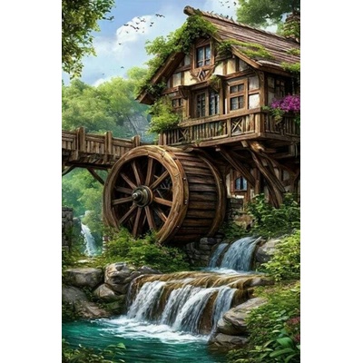 Norimpex diamantové maľovanie 40x30 cm Starý drevený mlyn