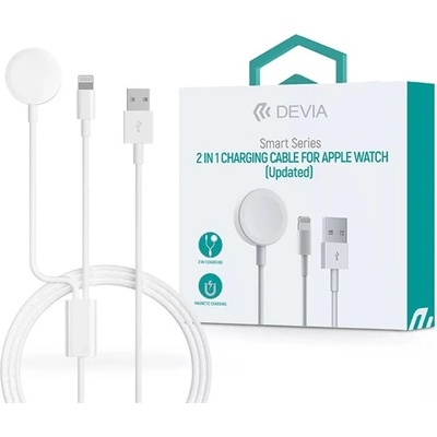 DEVIA ST394690 Smart Series 2in1 бял магнитен кабел за зареждане за Apple Watch + USB-A - Lightning кабел (ST394690)