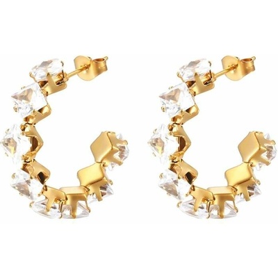 Crystal Hoop Náušnice 18K pozlátená oceľ 88094