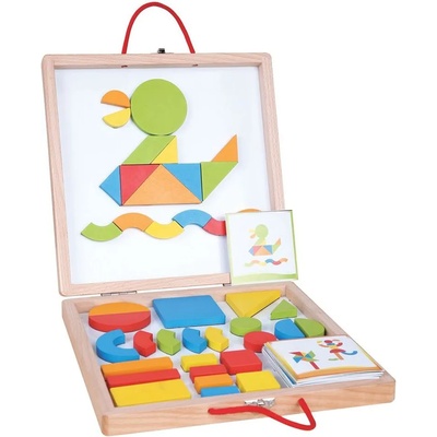 Lelin Образователен комплект Lelin - Дървени магнитни форми и цветове, в куфар (L30021)