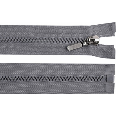 Zip kostěný dělitelný No 5 délka 70 cm - bundový s ozdobným jezdcem barva 319 šedá ocelová