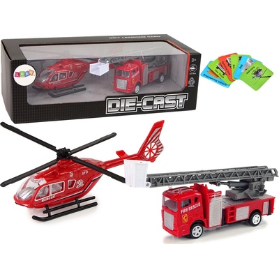 Mamido Sada hasičský vrtulník a hasičské auto z žebříkém – Zboží Mobilmania