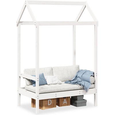 vidaXL Пейка с покрив, бяла, 117, 5x70x176, 5 см, бор масив (846995)