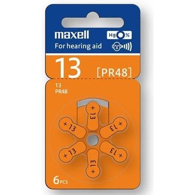 Maxell Батерии цинкови Maxell ZA13, 1.4V, 6 бр (ML-BZ-ZA13)