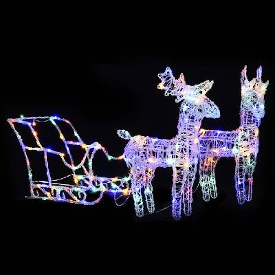 shumee Vianočná dekorácia so sobmi a saňami 160 LED 130 cm akryl