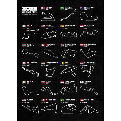 autor Plagát, Obraz - F1 Season Calendar 2022, 30 × 40 cm