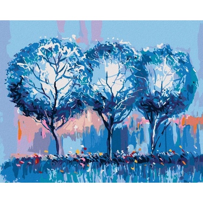 Zuty Malování Podle Čísel Modré Stromy 80 x 100 Cm Plátno 8596530104308
