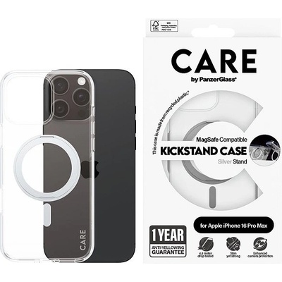 PanzerGlass® CARE kryt Apple iPhone 16 Pro Max MagSafe KickStand číry/sivý
