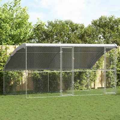 vidaXL Klec pro psy se střechou sada 2 ks 400 x 200 x 200 cm pozinkovaná ocel stříbrná 9799.3368325