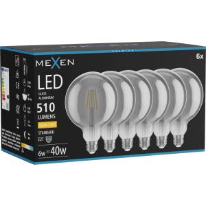 Mexen Vintis 6x LED влакнеста крушка E27, G125, 6W, Топла - 2700K, 510 lm, пушек - L158-E27-0627-70x06 (L158-E27-0627-70x06)
