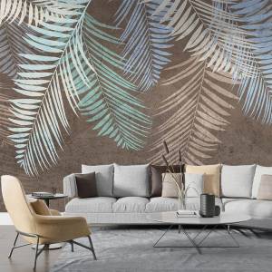 Art Gift Decor Фототапет с палмови листа в пастелни цветове върху текстуриран фон