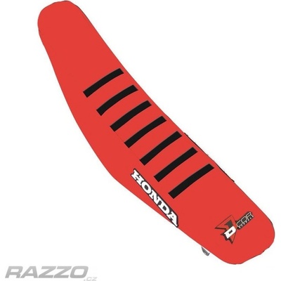 Potah sedla DCor Gripper Factory Seat Cover Honda CRF450R 21-26 CRF250R 22-26 Red Black Ribs