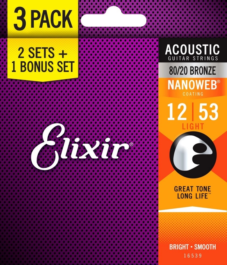 Elixir Nanoweb 80/20 Bronze Light 3-Pack