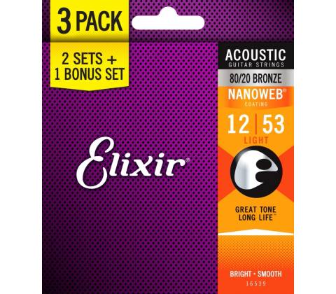 Elixir Nanoweb 80/20 Bronze Light 3-Pack