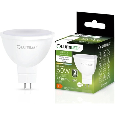 Lumiled LED žárovka LED GU5.3 MR16 6W = 60W 580lm 4000K Neutrální bílá 120° 12V AC/DC