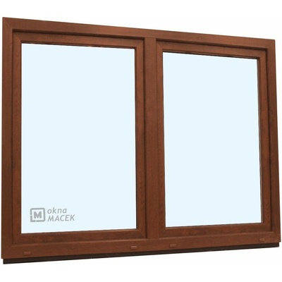 KÖMMERLING Plastové okno - 70 AD, 1800x1500 mm, O/OS sloupek, ořech/bílá