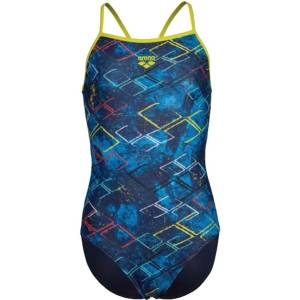 arena daly swimsuit light drop back girls navy soft green/navy multi
