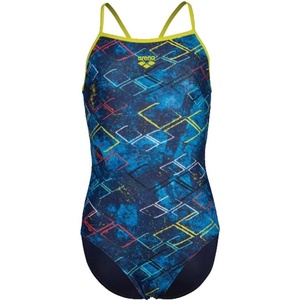 arena daly swimsuit light drop back girls navy soft green/navy multi