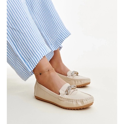 Gemre Beige moccasins adorned with rhinestones Adiba šedá hnědá krémová