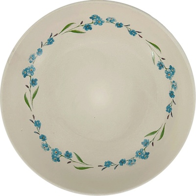 Clay Keramický hluboký talíř Cream Pomněnka 22cm, smetanová/modrá