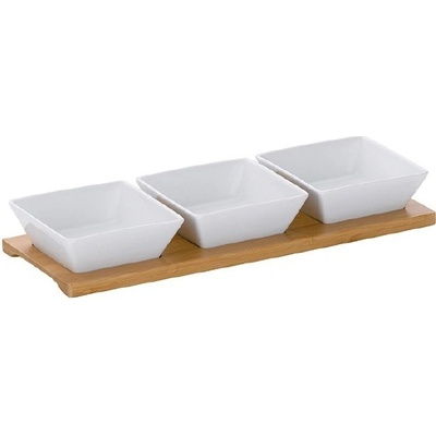 KELA Servírovací misky PHILIPA 4ks porcelán/bambus KL-12261