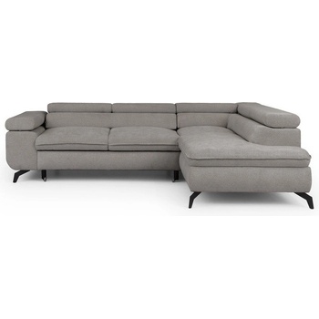 ROPEZ Светлосив шенилов ъглов диван (десен ъгъл L форма) Marbeya - Ropez (Marbeya Narożnik L z f.spania - Prawa OT Misterio 82 ( Davis ) Czarny Mat)