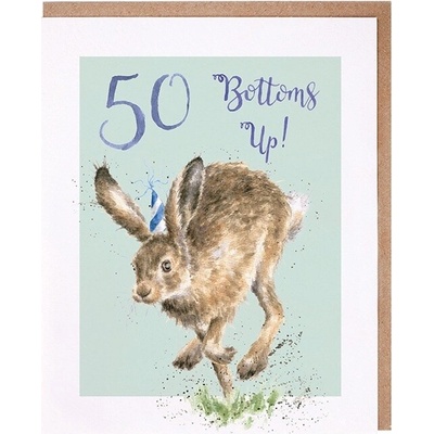 Narozeninové přání "50 Bottoms Up!" - Zajíc