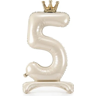 PartyDeco Samostojící fóliový balón 5 Satin cream 84 cm