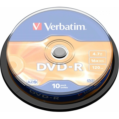 Verbatim DVD-R 4,7GB 16x, AZO, cakebox, 10ks (43523)