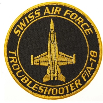 Nášivka textilní 101 Inc Swiss Airforce - černá-žlutá
