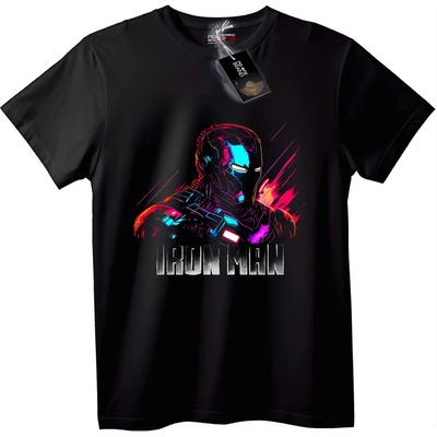 NOONEBRAND Тениска Неонов Iron Man - 2XL, Black