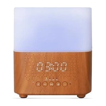 Aromacare Samaya light ultrazvukový aroma difuzér s hodinami a BT reproduktorem světlé dřevo 300 ml
