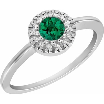 Eppi Zlatý halo prsteň so smaragdom obklopeným diamantmi Vale R40573