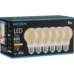 Mexen Vintis 6x LED филаментна крушка E27, A60, 6W, Топла - 2200K, 600 lm, кехлибар (L150-E27-0622-50x06)