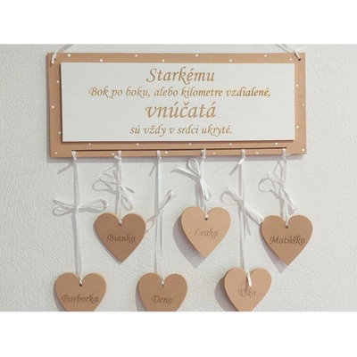 Tabulka 30x15 cm se silným (pro 10 kusů srdíček)