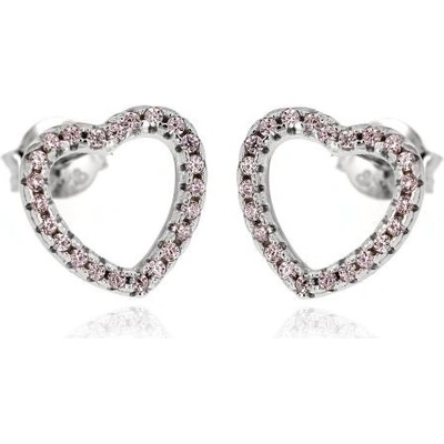 Zlatnictví U Kostela stříbrné náušnice růžová srdíčka 1218