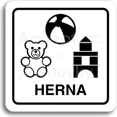 ACCEPT Piktogram herna - bílá tabulka - černý tisk