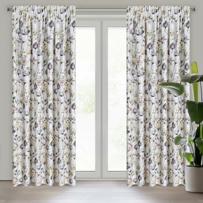 Eurofirany Záves 140x270 cm polyestr bielo olivový zatemňovací na riasiacu pásku ZOJA