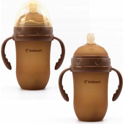 Kidnort kojenecká lahev pro kojené děti Eple hnědá 250 ml