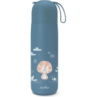 Nuvita Termoska se silikonovým držákem lev Powder Blue 400 ml