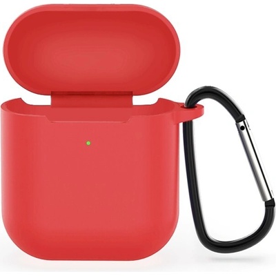 Bomba Silikónové puzdro pre Apple AirPods 1/2 s karabínkou Farba: Červená CASE FOR AIRPODS WITH CARABINER/