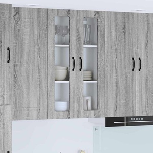vidaXL Стенен стъклен шкаф PORTO Сив Сонома 60 x 31 x 100 см (885531)