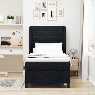 vidaXL s boxspringem s matrací s čelo Černá textil