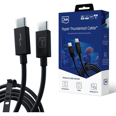 3MK Hyper Thunderbolt 4 Cable - USB-C към USB-C кабел с Thunderbolt 4 (100 см) (черен)