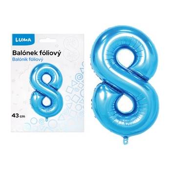 LUMA Balónek foliový č.8 MODRÝ 43cm