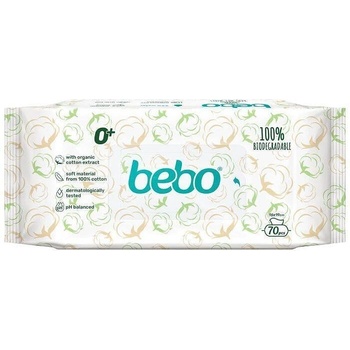 Image 1 of Bebo Биоразградими влажни кърпички Bebo - С 99% вода, 70 броя + 10 броя подарък (1385)